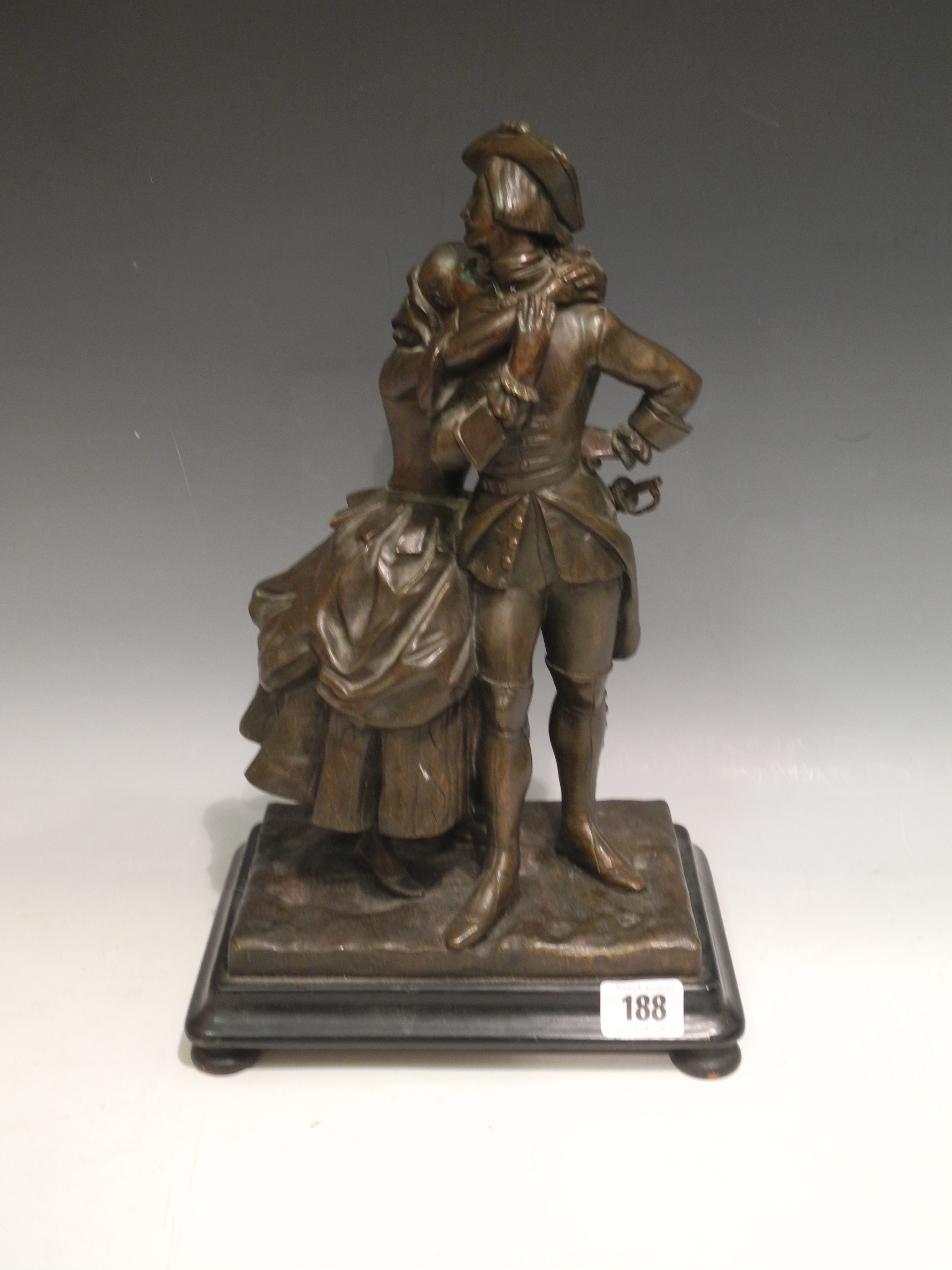 A Continental bronze group of a 17th Century gallant and his beau.