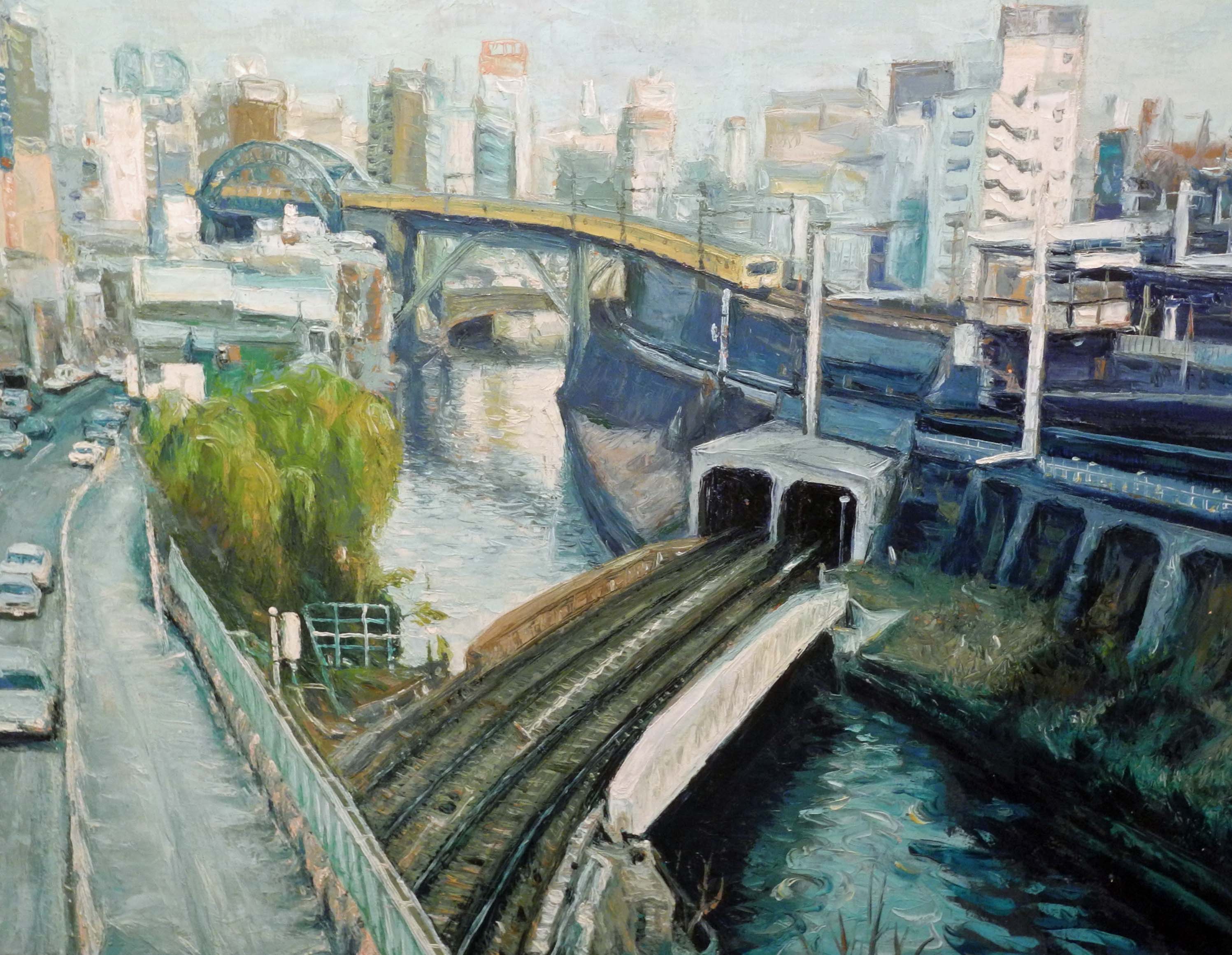 Tadayuki Minamisawa, Japanese school, 20th Century, landscape study Ochanomizu Central Station,