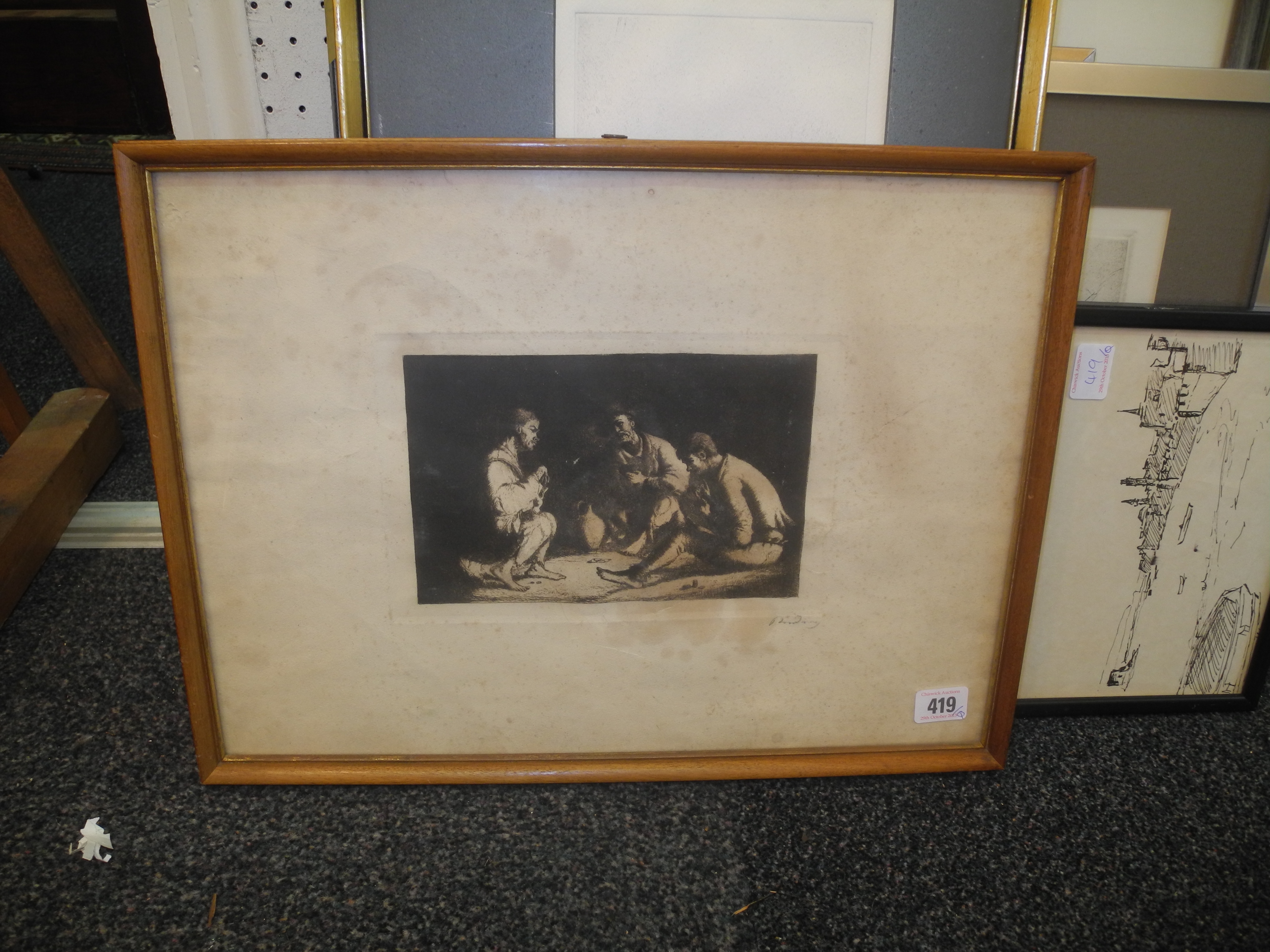 Etchings and prints, a collection of late 19th Century and later, various subjects, framed.