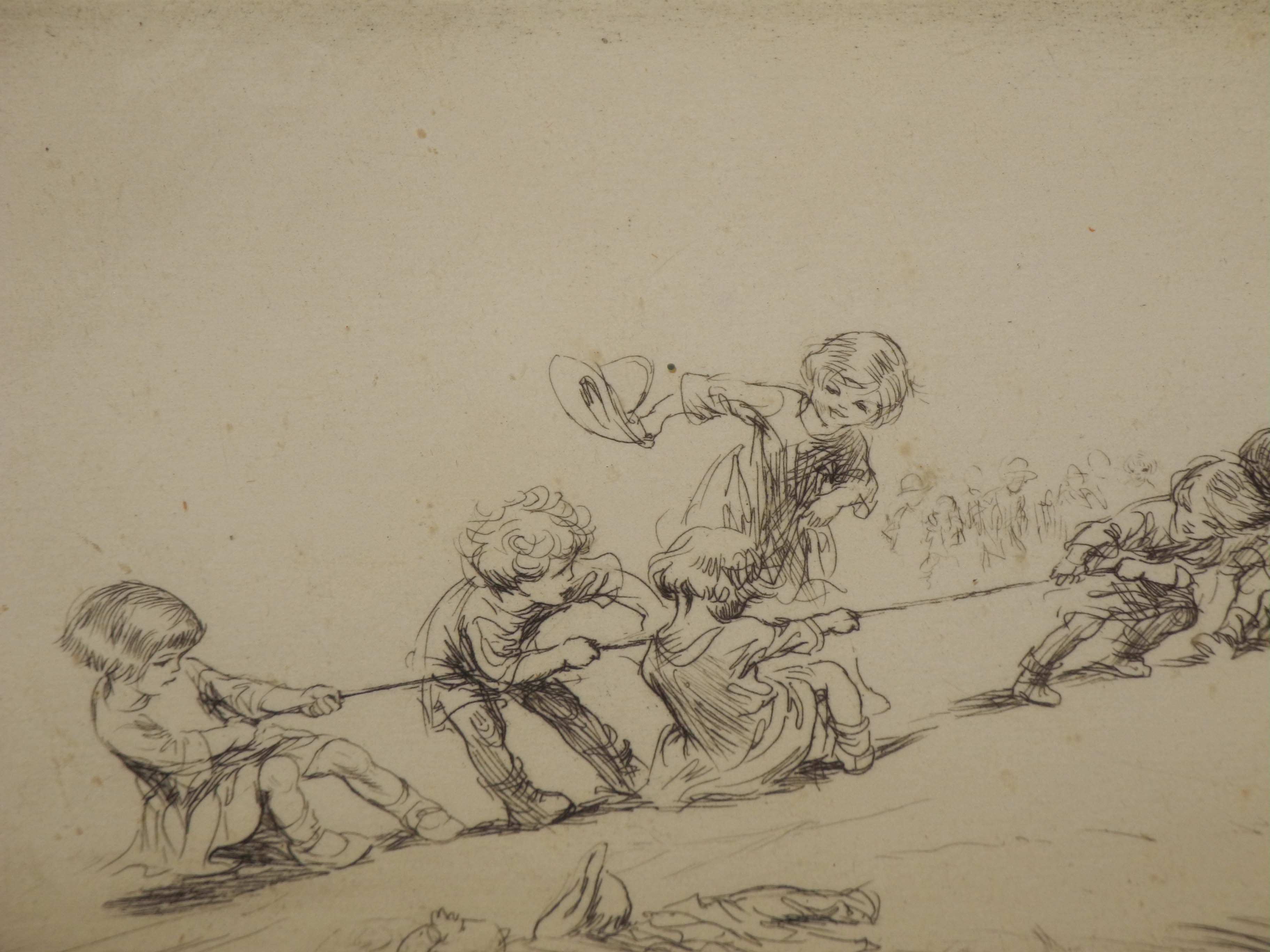 Eileen A. Soper, a fine etching, "Tug of War", signed in pencil in the margin, with Arthur Ackermann