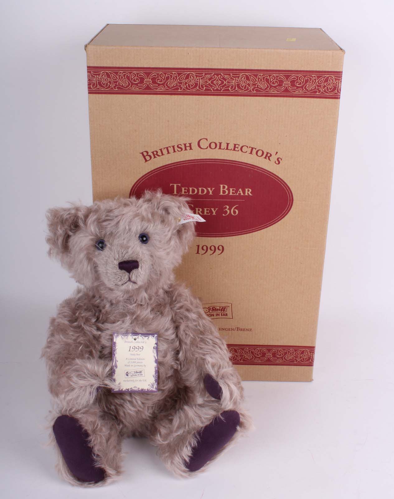 A rare contemporary (mint in box) Steiff Teddy bear Replica, interesting as the box reads Grey 36,