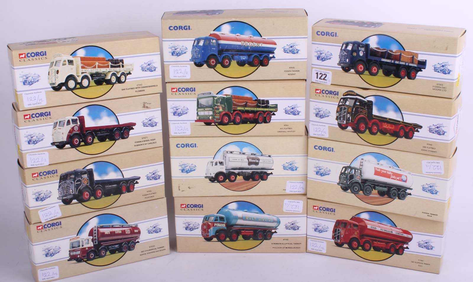 Twelve vintage (mint in box) Corgi Classics including 97955, 97980, 97940, 97952, 97932, 97951,