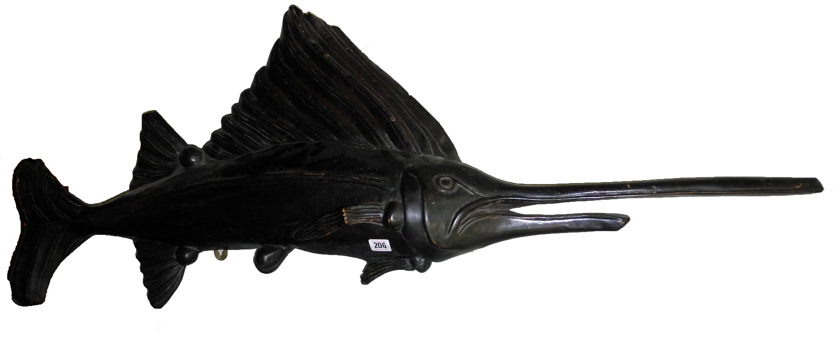 A large early 20th century wooden swordfish (overall length approx 1.20cm).