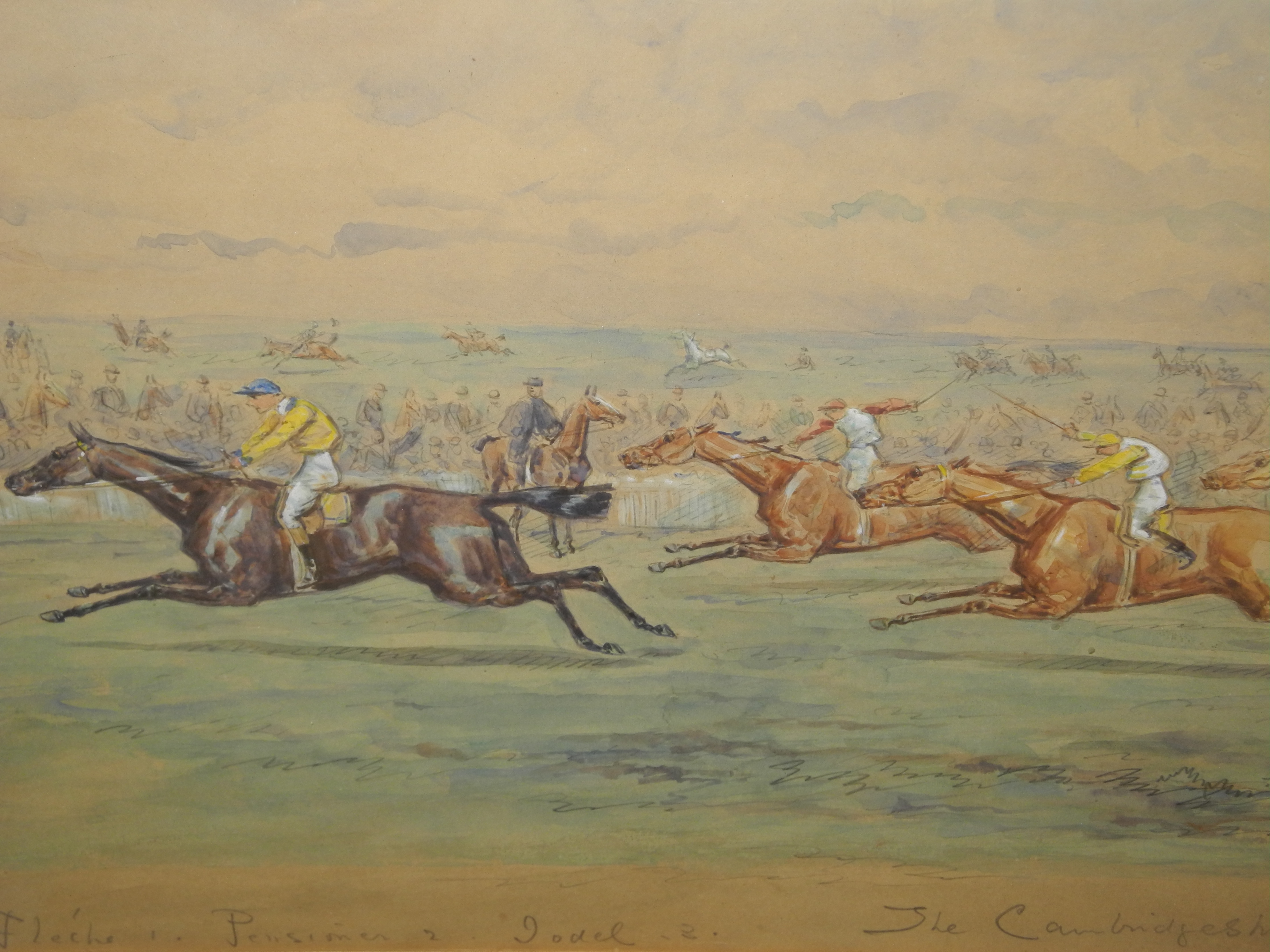 Finch Mason, 1850 - 1915, a watercolour on paper, the Cambridgeshire at Newmarket, 1892, by La