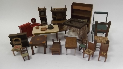 A quantity of dolls' house furniture (1 box) Condition Report: The measurements of the bed are: