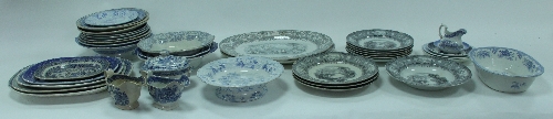 A part dinner service transfer printed with the Shannon pattern and sundry transfer printed ware