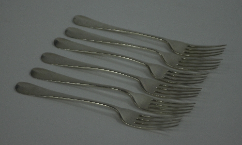 A set of six George III old English pattern forks, William Eley & William Fearn, London 1809,