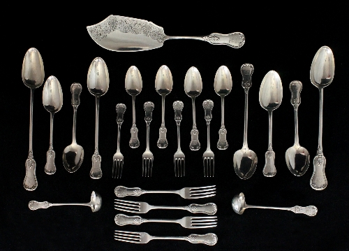 A Victorian Queen's pattern variant silver table service, Robert Gray & Son, Glasgow 1845,