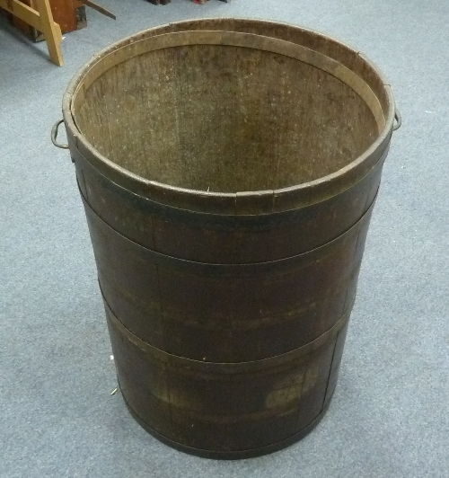 A coopered iron bound oak barrel, 68cm (26.75")/Provenance: Corsham Court