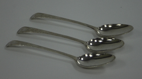 Three George III old English pattern silver tablespoons, SA, London 1792, initialled H and with