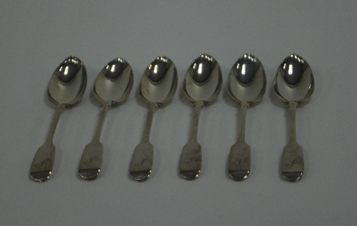 A set of fiddle pattern silver teaspoons, Joseph & Albert Savory, London 1854, initialled,