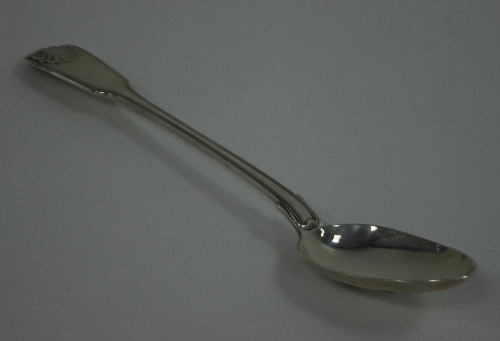 A George IV fiddle and thread pattern silver basting spoon, William Chawner, London 1824, with shell