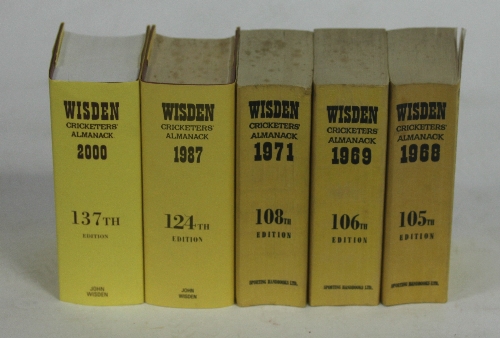 Wisden (J) Cricketer's Almanack, five volumes: 1968, 1969, 1971, 1987 and 2000