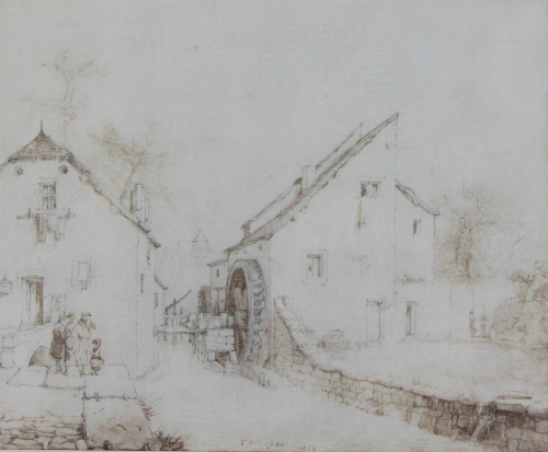 T S Cooper/Watermill/signed and dated 1830/pencil, 19cm x 22.75cm (7.5" x 9")