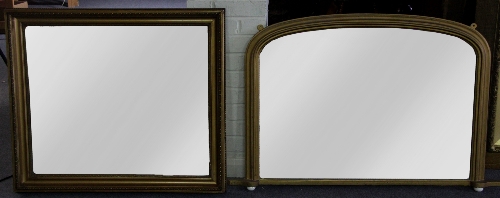 A rectangular wall mirror in a gilt frame, the glass 62cm x 75cm (24.5" x 29.5") and an overmantel