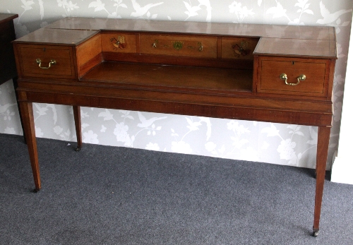 A George IV mahogany converted square piano with rectangular top with cut out centre section, now