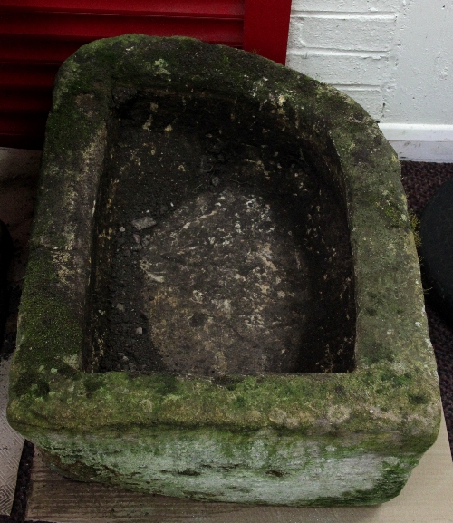 A D-shaped stone trough, 71cm (28") wide