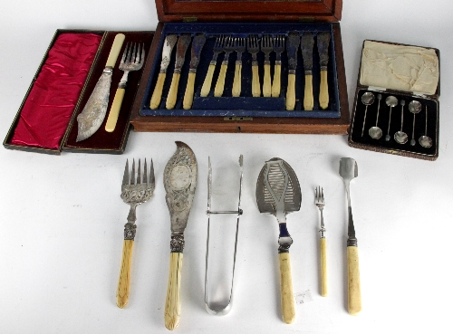 Sundry cased sets of plated flatware
