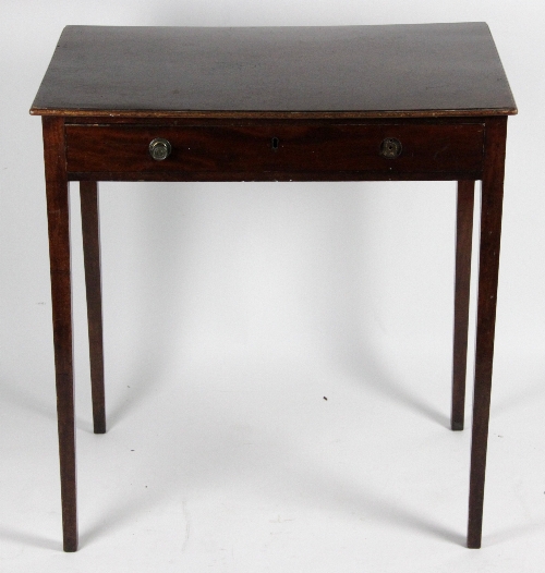 An early 19th Century fruitwood table, fitted a drawer on square taper legs, 69cm (27") wide