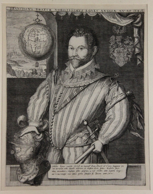 After Jodocus Hondius/Portrait of Sir Francis Drake/inscribed Franciscus Draeck Nobilissimus Eues