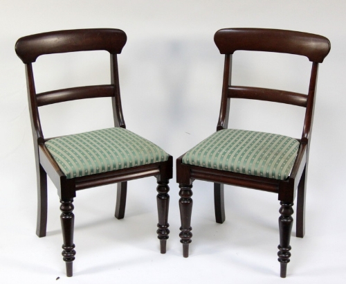 A set of five William IV mahogany dining chairs on turned legs