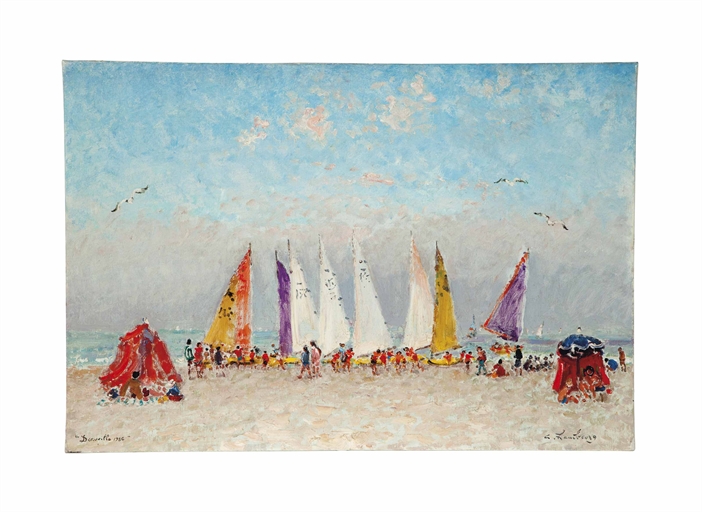 André Hambourg (French, 1908-1999) 
L'école de Voile le matin, á Deauville 
signed 'a. hambourg' (