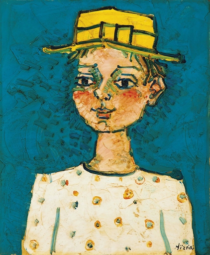 Paul Augustin Aïzpiri (French, b. 1919) 
La Chapeau de Paille 
signed 'Aïzpiri' (lower right) 
oil