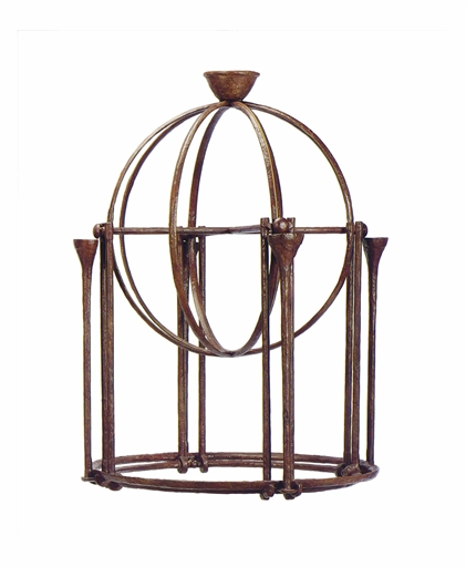 A FRENCH WROUGHT IRON FOUR-LIGHT HALL LANTERN, 
BY PHILIPPE ANTHONIOZ, MODERN, 
the frame stamped