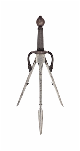 A FINE & RARE GERMAN (SAXON) EXPANDING LEFT-HAND DAGGER
LATE 16TH CENTURY
With blade of flattened