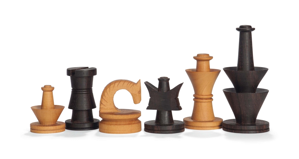 A BOXWOOD REPRODUCTION OF A 15TH CENTURY RUSSIAN CHESS SET
LATE 20TH CENTURY
The king -- 3¾ in. (9.5