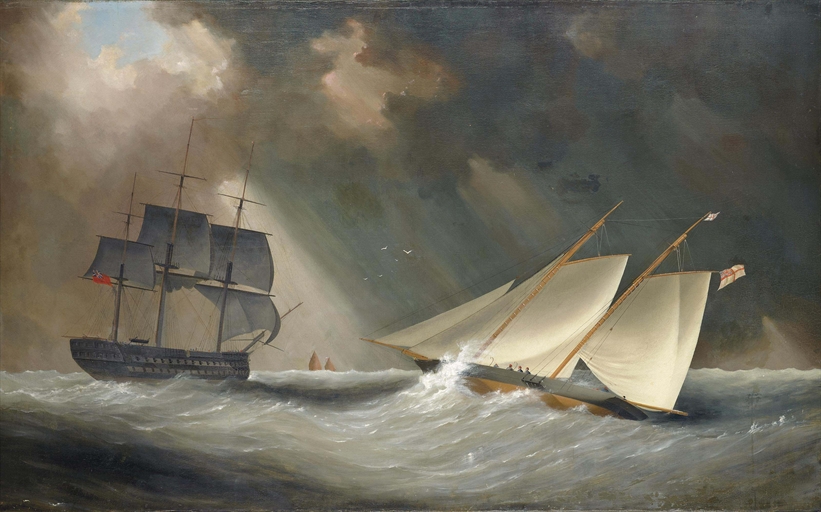 Nicholas Matthew Condy (Plymouth 1818-1851)
A racing schooner of the Royal Yacht Squadron, thought