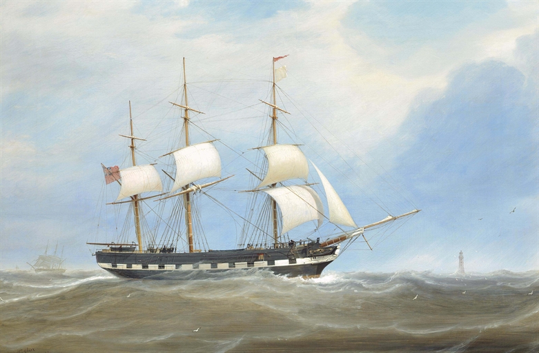 William Clark (Greenock 1803-1883)
The Eliza Stewart under reduced sail in the Channel off the