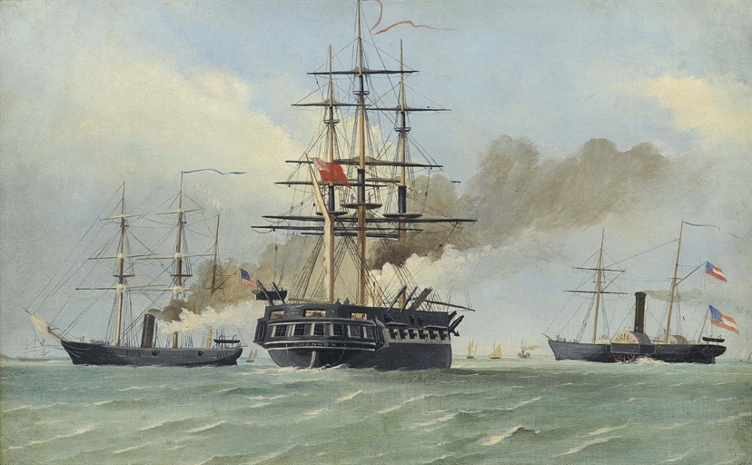 Attributed to Charles Henry Seaforth (Naples [?] 1801-after 1853)
H.M.S. Shannon enforcing