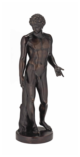 AN ITALIAN BRONZE FIGURE OF THE CAPITOLINE ANTINOUS 
LATE 19TH CENTURY 
After the Antique,