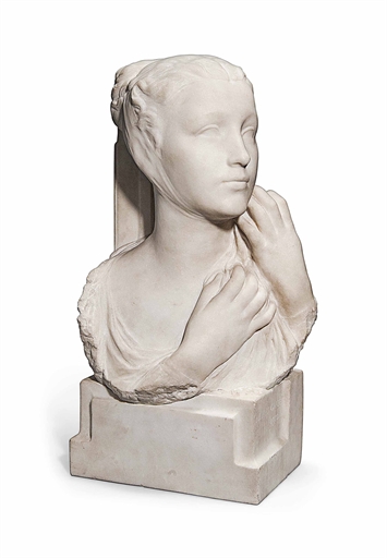 RICHARD GARBE (1876-1957) 
MARBLE BUST OF A WOMAN, 1922 
Carved with her head turned to one side,