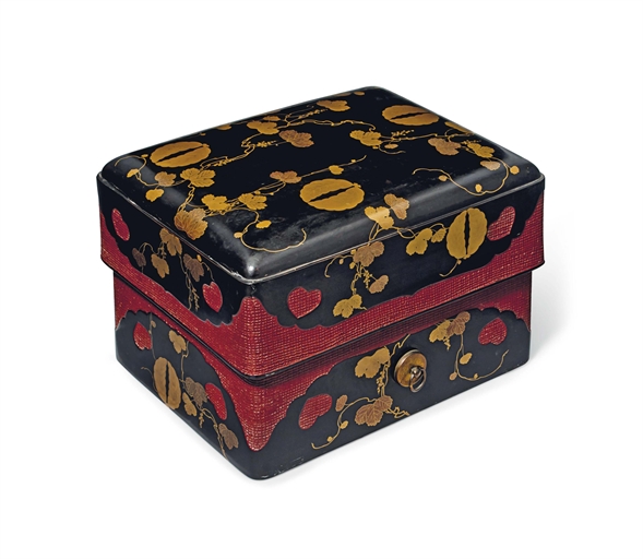 A Japanese Lacquer Box 
Edo period (late 18th century) 
Decorated in gold hiramaki-e [low-relief