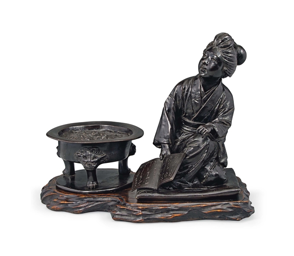 A Japanese Bronze Okimono [Sculptural Ornament] 
Signed Kaniya Kuniharu saku, Meiji period (late