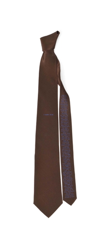 Sophie Calle (b. 1953) 
The Tie (Parkett 36) 
pure silk Crépe de Chine man's tie, with printed
