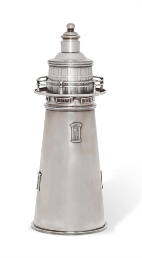 AN INTERNATIONAL SILVER COMPANY SILVER-PLATED 'BOSTON LIGHTHOUSE' COCKTAIL SHAKER
DESIGN PATENTED