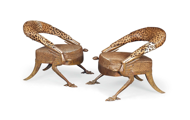 A PAIR OF MARK BRAZIER-JONES (B. 1956) PATINATED BRONZE 'SAN DEMAS' LOUNGE CHAIRS
CIRCA 1995 
From