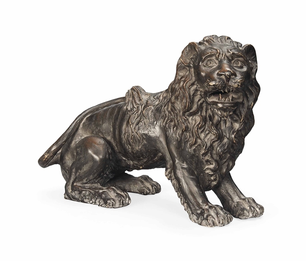 AN ITALIAN TERRACOTTA MODEL OF A LION 
SECOND HALF 19TH CENTURY 
Seated on his haunches 
9¼ in. (