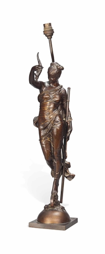 A FRENCH BRONZE FIGURE OF A MAIDEN 
LATE 19TH CENTURY, AFTER PAUL MOREAU-VAUTHIER (1871-1936)