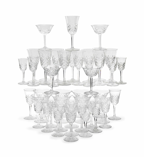 A BACCARAT PART SUITE OF CUT GLASSWARE 
20TH CENTURY, ACID-ETCHED MARKS 
With hobnail-cut bowls