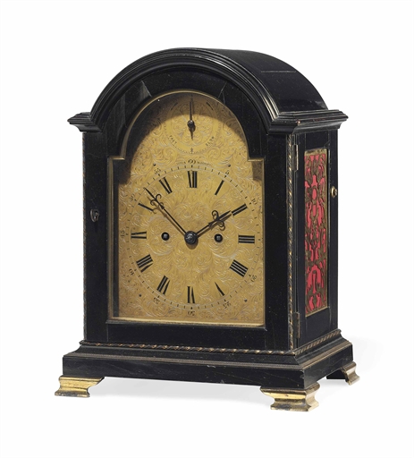 A VICTORIAN BRASS-MOUNTED EBONISED STRIKING TABLE CLOCK 
LUND & BLOCKLEY, LONDON, CIRCA 1880