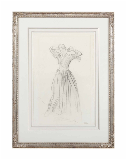 Augustus Edwin John, O.M., R.A. (1878-1961) 
Standing female figure tying up her hair 
signed 'John'
