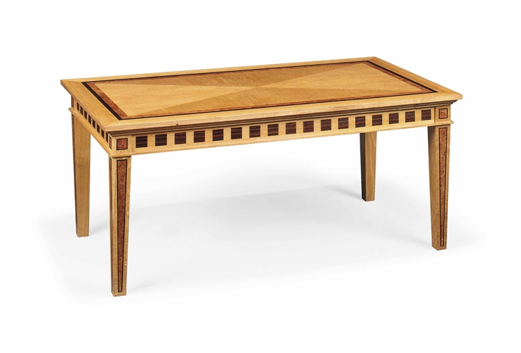 AN OAK AND BURR ELM INLAID LOW TABLE 
BY LINLEY, RECENT MANUFACTURE 
Stamped DAVID LINLEY 1992,