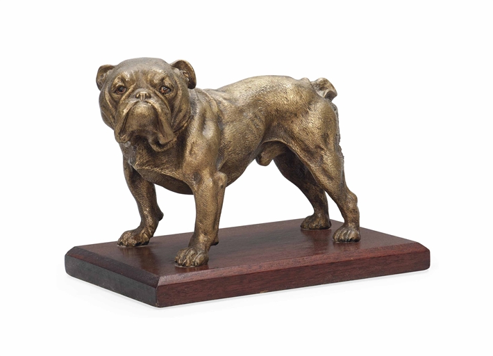 AN AUSTRIAN COLD-PAINTED BRONZE MODEL OF A BULL DOG 
EARLY 20TH CENTURY, AFTER A.TITZE 
With cast