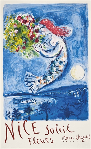 Marc Chagall (1887-1985) 
NICE SOLEIL FLEURS 
lithograph in colours, 1962, printed by Mourlot,