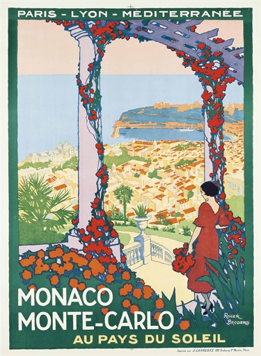 Roger Broders (1883-1953) 
MONACO MONTE-CARLO 
lithograph in colours, c.1922, printed by J.Langlois,