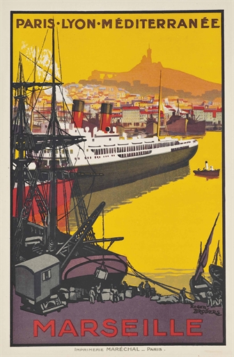 Roger Broders (1883-1953) 
MARSEILLE 
lithograph in colours, c.1922, printed by Maréchal, Paris,